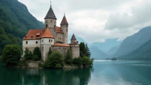 majestic-castle-surrounded-by-serene-waters-349873